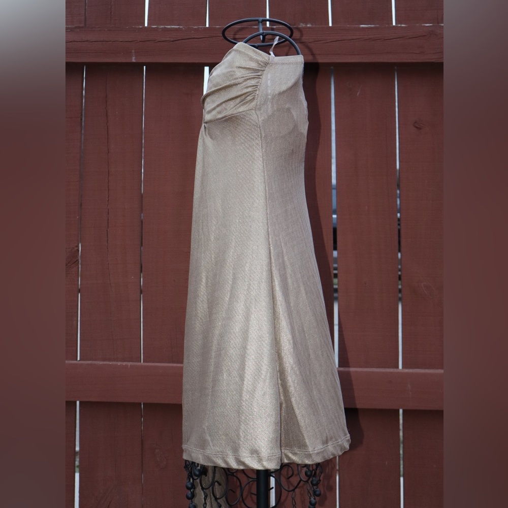 Forever Champagne Sleeveless/Strapless Flowy Cocktail Dress with Ribbons - Picture 3 of 7